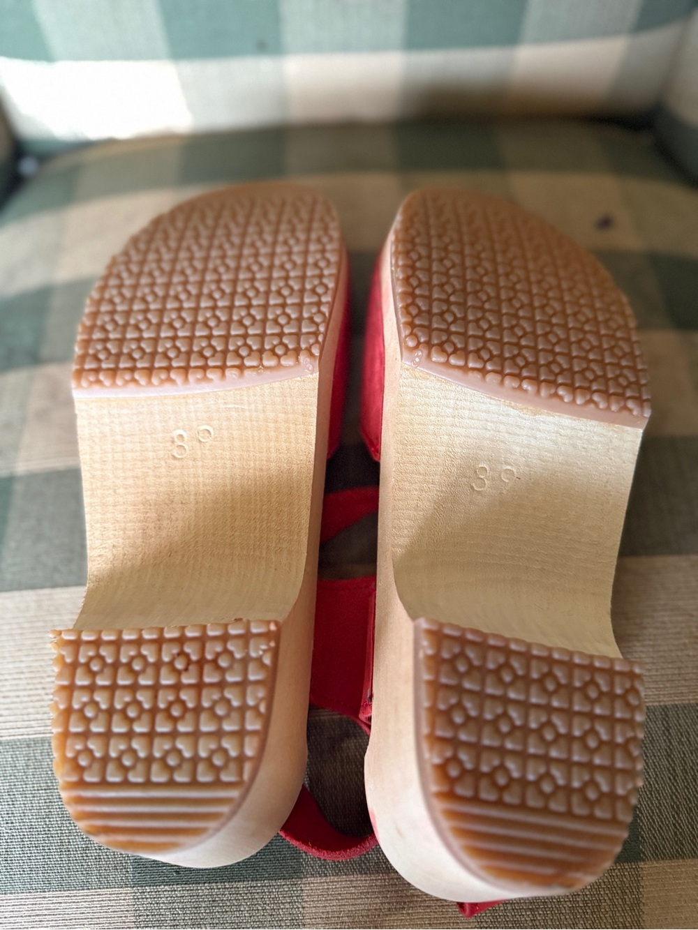 Red Suede Mary Jane Clog Sandals - Picture 4 of 4